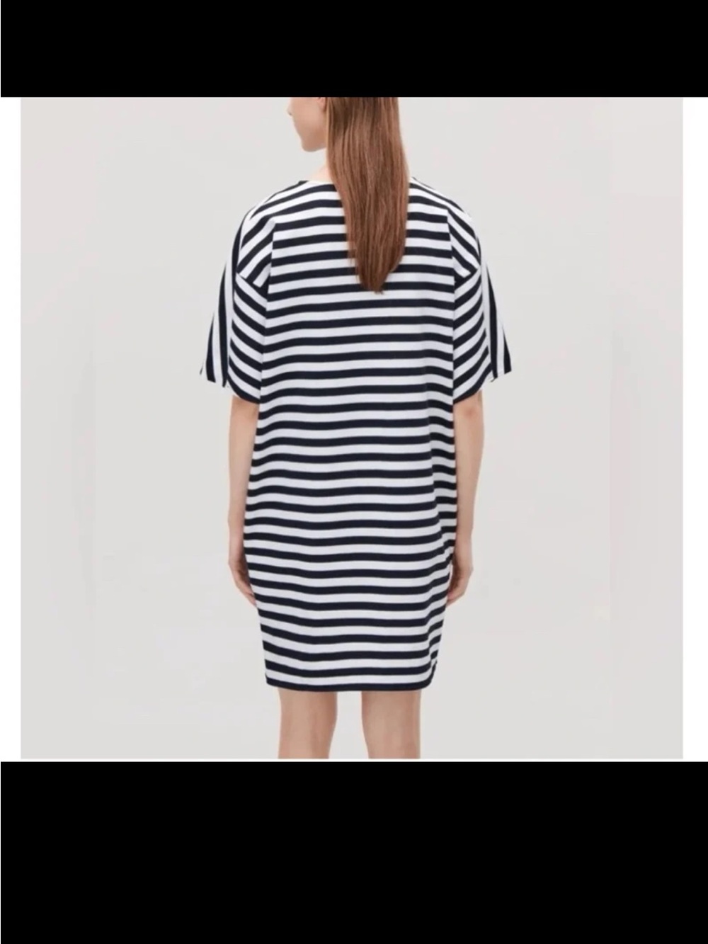 COS Stripe Boxy Tunic Mini Dress Dense Jersey Cotton Size Medium - Picture 3 of 12